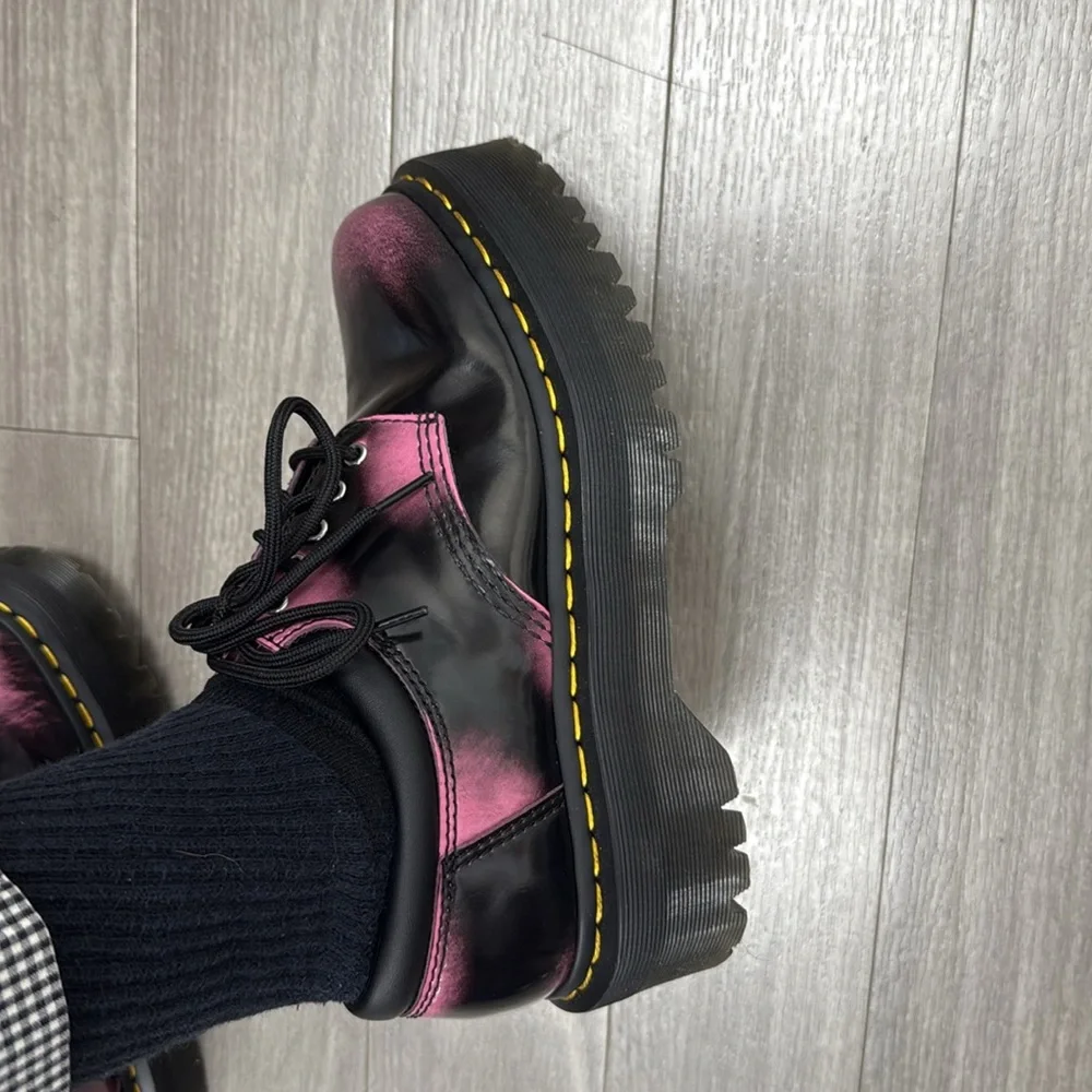 Dr. Martens 8053 Black + Pink Arcadia Leather Platform Casual Shoes UK6 W8 NIB - Picture 6 of 8